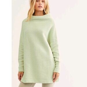 Free People Ottoman Slouchy Tunic Sweater AGreen Mock Neck OB432957 Large